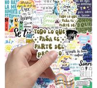 Shein 50 hojas de pegatinas decorativas con frases motivacionales en español, letras minimalistas para papelería, scrapbook, planificador, decoración de par