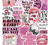 Shein 50 pegatinas rosas con diseño "JUST A GIRL" estética, divertidos grafitis para botellas de agua, portátiles, equipaje, guitarras, patinetas, teléfonos