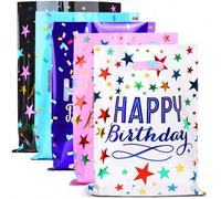 Shein 50 piezas - 10.43*6.5 Pulgadas Bolsas de regalo con estrellas de feliz cumpleaños, bolsas de caramelos de cumpleaños, bolsas de regalo de 5 colores co