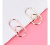 Shein 50 piezas/bolsa de clips de metal con forma de corazón y color dorado rosa, accesorios de oficina, clips de papel, recortes, artículos de papelería, p