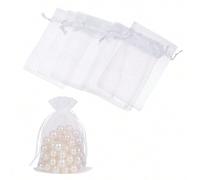 Shein 50 piezas de bolsas de organza transparente con cordón, bolsas de organza transparentes para regalos, cumpleaños, bodas, fiestas