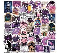 Shein 50 piezas de pegatinas con temática de pergamino, morado profundo, bruja, mago, libro, tema de lectura de boticario, adecuadas para scrapbooking, diar