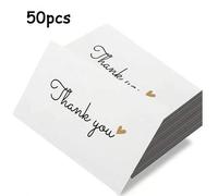 Shein 50 piezas de Tarjetas de Agradecimiento Brillantes con mensaje de "Gracias" en inglés, perfectas para cumpleaños, bodas, pequeños negocios y para incl