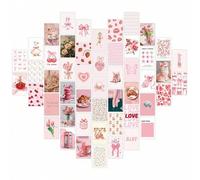 Shein 50 piezas Juego de tarjetas postales de arte rosa, kit de collage de imágenes estéticas para decoración de dormitorio y hogar, decoración de habitació