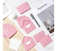 Shein 50 piezas Mini Sobres/4x2.75 Pulgadas Sobres de tarjeta de regalo gruesos de color negro, sobres de papel pequeños a granel para tarjetas, invitacione
