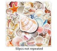 Shein 50 piezas Pegatinas con motivos de mariscos y estilo océano para diario chatarra, laptop, taza de agua, refrigerador, libro, equipaje, casco, monopatí