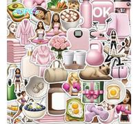 Shein 50 piezas Pegatinas de pasatiempos para niñas Decoración DIY Equipaje Guitarra Cuaderno Pegatinas creativas y divertidas de dibujos animados