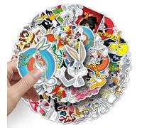 Shein 50 piezas Pegatinas de vinilo impermeables con patrón de dibujos animados lindos de Bugs Bunny oficiales de Warner Bros, adecuadas para botellas de ag