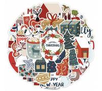 Shein 50 piezas Pegatinas navideñas de dibujos animados, pegatinas de Feliz Navidad lindas, decoraciones navideñas, recuerdos adorables de fiesta de Navidad