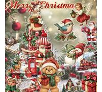 Shein 50 piezas Pegatinas navideñas vintage de dibujos animados de material PET con patrones creativos y exquisitos, adecuadas para diarios, botellas de agu