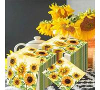 Shein 50 piezas Servilletas de papel con estampado de girasol, patrón de flores amarillas acuarela, servilletas desechables para fiesta, almuerzo, cena, dec