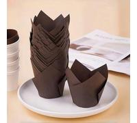 Shein 50 piezas/Set Moldes de papel para pastel, Tazas de papel para cupcakes sólidas modernas para la cocina y vuelta al colegio