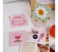 Shein 50 piezas Tarjetas de agradecimiento mini rosas, diseños florales y minimalistas, tarjetas de papel cuadradas, adecuadas para pedidos y uso comercial,
