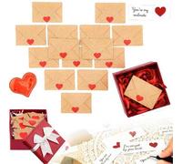 Shein 50 tarjetas en blanco y sobres Mini sobres con tarjetas en blanco y caja de regalo Papel para escribir mensajes Tarjetas de San Valentín a granel Rega