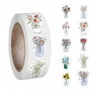 Shein 500 piezas Rollo de pegatinas para jarrones, pegatinas de vinilo estéticas, calcomanías de alta calidad para álbum de recortes, diario, portátil, para