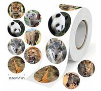 Shein 500 piezas/Rollo Pegatinas autoadhesivas redondas de animales Tigre/León/Panda para fiesta de cumpleaños, envoltura de regalos, sobres, tarjetas de fe