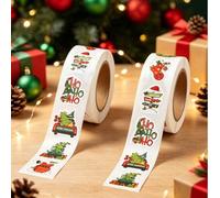 Shein 500 piezas/rollo Pegatinas redondas navideñas, Etiquetas autoadhesivas de árbol de Navidad, corona, bastón de caramelo para sellar sobres, Decoración