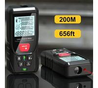 Shein 50m/100m/150m/200m Medidor de distancia láser digital, cinta métrica, nivel de burbuja dual, retroiluminado, medidor de distancia láser de alta precis
