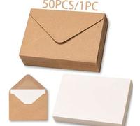 Shein 50piezas/1 pieza Juego de Sobres Mini de Papel Kraft con Tarjeta de Felicitación, Sobres de Papel Kraft Marrón, Adecuado para Tarjetas de Regalo y Tar
