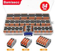 Shein 54 piezas/12 piezas Kit de terminales de crimpado de múltiples tamaños, universal para cables blandos y duros, conector rápido de tipo de presión, emp