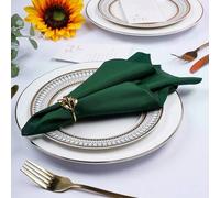 Shein 6/10/12/24/50 piezas Servilletas verde oscuro, tamaño 14*14/17*17 pulgadas, lavables, tela 100% poliéster, bordes con dobladillo, adecuadas para hotel
