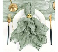 Shein 6/12/24 piezas Servilletas de Gasa Verde Salvia Arrugadas - Servilletas de Mesa de Tela de Queso Suaves y Arrugadas para Boda Boho, Fiesta Rústica & D
