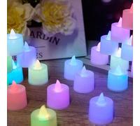 Shein 6/12/24 piezas Velas sin llama LED de colores, Velas electrónicas para fiestas, Velas de boda, Velas de cumpleaños, Velas decorativas