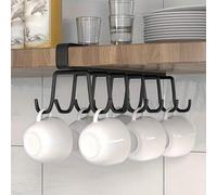 Shein 6/12 ganchos Soporte para tazas de acero inoxidable de doble nivel, organizador de cocina ahorra espacio, fácil de limpiar, diseño de montaje en pared