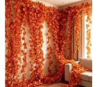 Shein 6/12 piezas Guirnalda de hojas de arce artificiales de otoño, decoración colgante de estilo bohemio rústico para Acción de Gracias y Halloween, adecua