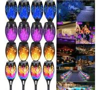 Shein 6/4/2/1 piezas Luces de antorcha con llama parpadeante alimentadas por energía solar, con 12 LED. Luces de antorcha Tiki solares - Encendido/Apagado a