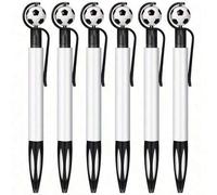 Shein 6 bolígrafos de fútbol - Body de plástico retráctil, tinta negra, útiles escolares, adecuados para uso escolar y de oficina, bolígrafos con agarre sua