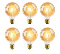 Shein 6 bombillas LED E27 vintage, filamento blanco cálido, 2700 K, Edison, retro, de cristal, de bajo consumo, 4 W, estilo nostálgico, decorativas, para el