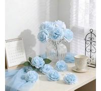Shein 6 piezas de cabezas de flores artificiales de peonía azul, flores de peonía falsas de seda para decoración de bodas, fiestas, decoración del hogar, sa