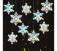 Shein 6 Piezas de Decoraciones Colgantes de Copos de Nieve Iridiscentes 3D - Copos de Nieve de Papel Holográfico para Fiesta de Cumpleaños Frozen, Winter On