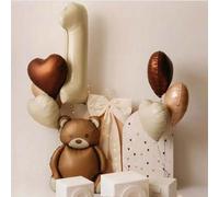 Shein 6 piezas de globos de aluminio de gran tamaño con forma de oso, globos de aluminio con forma de número y corazón gigante de color blanco, artículos pa