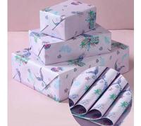 Shein 6 piezas de papel de regalo con estampado de sirena morado, papel de regalo a prueba de polvo con tema de sirena morada para ramos de flores, suminist