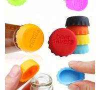 Shein 6 piezas de tapas de botellas de silicona reutilizables, aptas para botellas de cerveza, salsa, refrescos, tapa de cola y tapón de vino