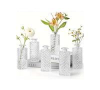 Shein 6 piezas Jarrones de vidrio, Jarrones de cristal con rhinestones de 5.2 pulgadas de altura, Jarrones pequeños para decoración, centros de mesa, botell