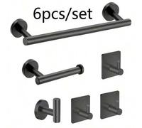 Shein 6 Piezas Juego de Accesorios de Baño de Acero Inoxidable, Incluyendo Barra de Toallas, Portarrollos de Papel Higiénico, Ganchos de Pared, Gancho para