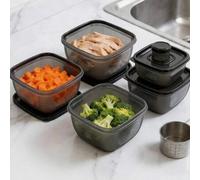 Shein 6 piezas Juego de contenedores de almacenamiento de cocina de moda - Cajas de almuerzo/merienda apilables de plástico | Herméticos con sello grueso, c