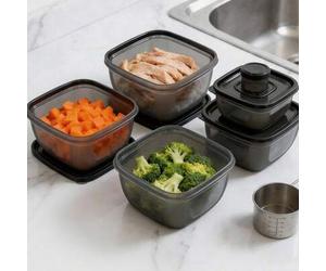 Shein 6 piezas Juego de contenedores de almacenamiento de cocina de moda - Cajas de almuerzo/merienda apilables de plástico | Herméticos con sello grueso, c