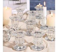 Shein 6 piezas Portavelas, Portavelas hexagonales, Portavelas de diseño de cristal natural, Adecuados para decoración de mesa del hogar, Centros de mesa con
