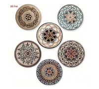 Shein 6 piezas Posavasos de madera con patrón de mandala 2D - Perfectos para bar, reuniones en el hogar, cafetería, oficina y diversas ocasiones; Ideales pa