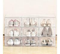 Shein 6 piezas/Set, 12 piezas/Set Cajas de zapatos transparentes, contenedores de almacenamiento de zapatos apilables, organizadores de zapatos para armario