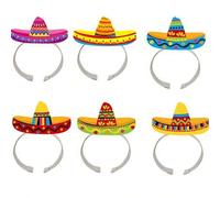 Shein 6 piezas Sombreros de fiesta mexicanos, tocados decorativos de sombrero mexicano para el Día de los Muertos, diademas para adultos, tocados de cartón