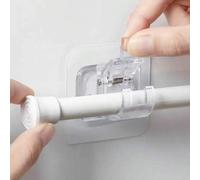 Shein 6 piezas Soporte de barra de cortina ajustable sin clavos, ganchos adhesivos para montaje en pared, soporte colgante, ganchos fijos para cortinas de a