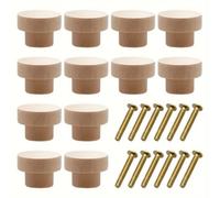 Shein 6 piezas Tiradores de cajón de madera, Manijas de gabinete redondas de madera con tornillos, para muebles, cocina, armario