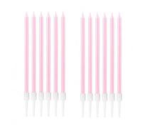 Shein 6 piezas Velas rectas de color rosa macarrón para decoración de pastel de fiesta de cumpleaños