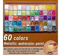 Shein 60 Colores Pinturas de Acuarela Perladas: Juego de Pintura Portátil de Pigmento Sólido Metálico - Regalo Navideño, Adecuado para Artistas, Adultos y P