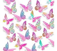 Shein 60 Piezas - Decoración de pared de mariposas 3D en 4 estilos y 3 tamaños, decoraciones de fiesta con mariposas, decoraciones de pastel, decoración de